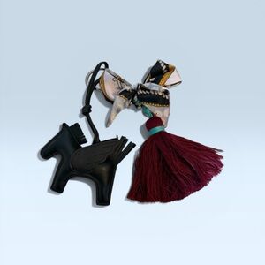 Black  Pegasus Charm with Burgundy Tassel